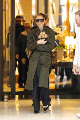 Céline Dion, accompanied by her sons Eddy and Nelson Angelil, leaves the Royal Monceau hotel for La Plenitude Arena in Paris after 16 concerts over five weeks in front of nearly 500,000 people, on October 19, 2026. Holding her dog, Madison, in her arms, the Canadian singer waved one last time to her fans gathered in front of the hotel. She will return to the Paris La Défense Arena for 10 special concerts from May 8 to 29, 2027. Pierre Perusseau Bestimage Céline Dion, accompanied by her sons Eddy and Nelson Angelil, leaves the Royal Monceau luxury hotel in Paris on October 19, 2026, following 16 concerts over five weeks performed before nearly 500,000 people. Holding her dog, Madison, in her arms, the Canadian singer waved one last time to Copyright: xPierrexPerusseaux xBestimagexPierrexPerusseaux xBestimagex