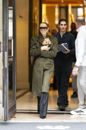 Céline Dion, accompanied by her sons Eddy and Nelson Angelil, leaves the Royal Monceau hotel for La Plenitude Arena in Paris after 16 concerts over five weeks in front of nearly 500,000 people, on October 19, 2026. Holding her dog, Madison, in her arms, the Canadian singer waved one last time to her fans gathered in front of the hotel. She will return to the Paris La Défense Arena for 10 special concerts from May 8 to 29, 2027. Pierre Perusseau Bestimage Céline Dion, accompanied by her sons Eddy and Nelson Angelil, leaves the Royal Monceau luxury hotel in Paris on October 19, 2026, following 16 concerts over five weeks performed before nearly 500,000 people. Holding her dog, Madison, in her arms, the Canadian singer waved one last time to Copyright: xPierrexPerusseaux xBestimagexPierrexPerusseaux xBestimagex
