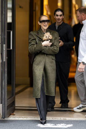 Céline Dion, accompanied by her sons Eddy and Nelson Angelil, leaves the Royal Monceau hotel for La Plenitude Arena in Paris after 16 concerts over five weeks in front of nearly 500,000 people, on October 19, 2026. Holding her dog, Madison, in her arms, the Canadian singer waved one last time to her fans gathered in front of the hotel. She will return to the Paris La Défense Arena for 10 special concerts from May 8 to 29, 2027. Pierre Perusseau Bestimage Céline Dion, accompanied by her sons Eddy and Nelson Angelil, leaves the Royal Monceau luxury hotel in Paris on October 19, 2026, following 16 concerts over five weeks performed before nearly 500,000 people. Holding her dog, Madison, in her arms, the Canadian singer waved one last time to Copyright: xPierrexPerusseaux xBestimagexPierrexPerusseaux xBestimagex
