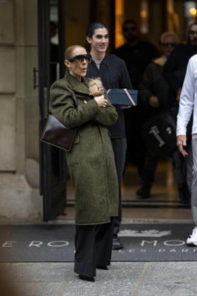 Céline Dion, accompanied by her sons Eddy and Nelson Angelil, leaves the Royal Monceau hotel for La Plenitude Arena in Paris after 16 concerts over five weeks in front of nearly 500,000 people, on October 19, 2026. Holding her dog, Madison, in her arms, the Canadian singer waved one last time to her fans gathered in front of the hotel. She will return to the Paris La Défense Arena for 10 special concerts from May 8 to 29, 2027. Pierre Perusseau Bestimage Céline Dion, accompanied by her sons Eddy and Nelson Angelil, leaves the Royal Monceau luxury hotel in Paris on October 19, 2026, following 16 concerts over five weeks performed before nearly 500,000 people. Holding her dog, Madison, in her arms, the Canadian singer waved one last time to Copyright: xPierrexPerusseaux xBestimagexPierrexPerusseaux xBestimagex