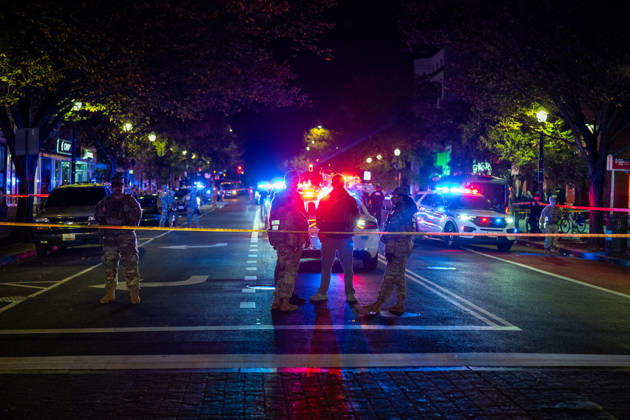October 19, 2026, Washington, Dc, United States: A National Guard soldier was shot in the Eastern Market neighborhood of Washington, D.C. in the early hours of October 19, 2026. The guardsman tried to break up a fight but was shot by one of the participants, before the suspect was shot by other National Guard soldiers. Both the Guardsman and the suspect were taken to the hospital with non-life threatening injuries. Washington United States  - ZUMAl312 20261019_znp_l312_032 Copyright: xAndrewxLeydenx