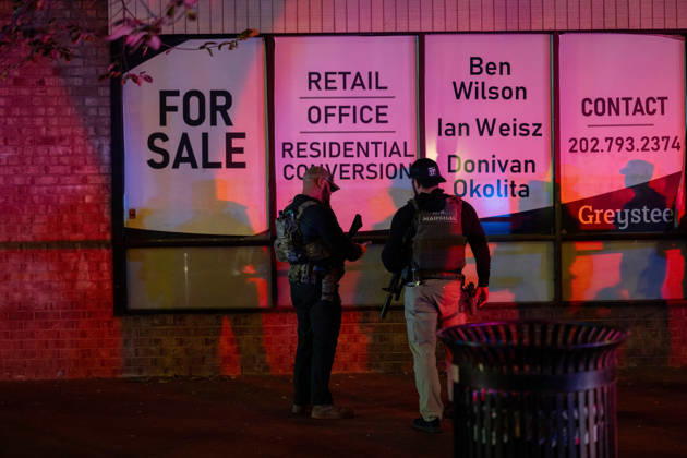 October 19, 2026, Washington, Dc, United States: A National Guard soldier was shot in the Eastern Market neighborhood of Washington, D.C. in the early hours of October 19, 2026. The guardsman tried to break up a fight but was shot by one of the participants, before the suspect was shot by other National Guard soldiers. Both the Guardsman and the suspect were taken to the hospital with non-life threatening injuries. Washington United States - ZUMAl312 20261019_znp_l312_031 Copyright: xAndrewxLeydenx