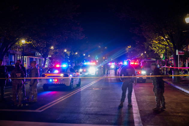 October 19, 2026, Washington, Dc, United States: A National Guard soldier was shot in the Eastern Market neighborhood of Washington, D.C. in the early hours of October 19, 2026. The guardsman tried to break up a fight but was shot by one of the participants, before the suspect was shot by other National Guard soldiers. Both the Guardsman and the suspect were taken to the hospital with non-life threatening injuries. Washington United States - ZUMAl312 20261019_znp_l312_036 Copyright: xAndrewxLeydenx