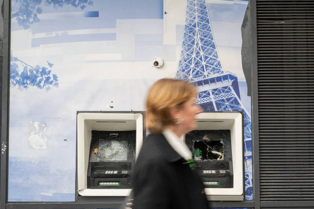 Shops Looted After the October 17th Demonstration - Paris AJ This photo shows destroyed ATMs ATM belonging to Banque Populaire on October 19, 2026 two days after riots and looting occurred (pillage) on the sidelines of nationwide cost-of-living demonstrations. Photo by Alexis Jumeau ABACAPRESS.COM Paris France  Copyright: xJumeauxAlexis ABACAx