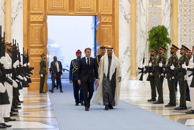 French President Emmanuel Macron in UAE ABU DHABI, UAE - OCTOBER 19: (----EDITORIAL USE ONLY – MANDATORY CREDIT - GOVERNMENT OF ABU DHABI MEDIA OFFICE HANDOUT - NO MARKETING NO ADVERTISING CAMPAIGNS - DISTRIBUTED AS A SERVICE TO CLIENTS----) French President Emmanuel Macron (L) meets with UAE President Sheikh Mohamed bin Zayed Al Nahyan (R) at Qasr Al Watan in Abu Dhabi, United Arab Emirates, on October 19, 2026. The meeting took place during the second leg of Macron s four-nation tour of the Gulf region. Abu Dhabi Government Media Office Anadolu Abu Dhabi United Arab Emirates. Editorial use only. Please get in touch for any other usage.  Copyright: x2026xAnadoluxAbuxDhabixGovernmentxMediaxOfficex