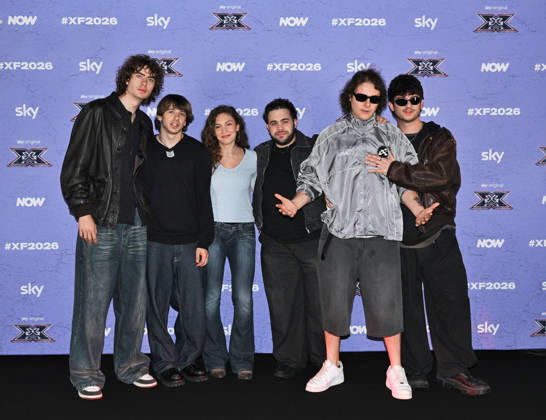 IPA89927840 - Milan, Italy: X Factor 2026 photocall featuring the 12 official contestants FRANCESCO GABBANI S TEAM In the photo: Scraffs, Alice Fregoso, Giacomo Calò  Copyright: xNickxZonnax xNickxZonnax IPA89927840