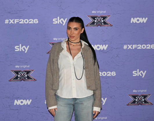 IPA89927880 - Milan, Italy: X Factor 2026 photocall featuring the 12 official contestants JAKE LA FURIA S TEAM In the photo: Veronica (Veronica Bruganelli)  Copyright: xNickxZonnax xNickxZonnax IPA89927880