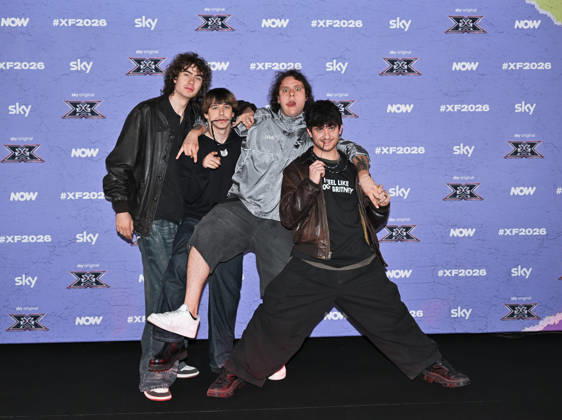 IPA89928006 - Milan, Italy: X Factor 2026 photocall featuring the 12 official contestants FRANCESCO GABBANI S TEAM In the photo: Scraffs (Dario Aveotti, Leonardo Randazzo, Daniel Jon Stephens, Cristian Basile)  Copyright: xNickxZonnax xNickxZonnax IPA89928006