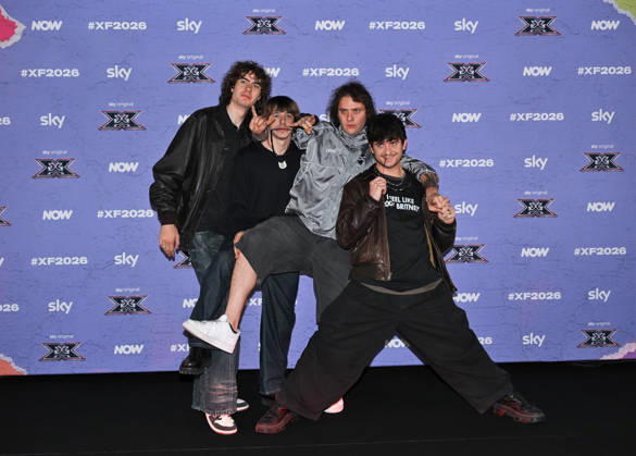 IPA89928002 - Milan, Italy: X Factor 2026 photocall featuring the 12 official contestants FRANCESCO GABBANI S TEAM In the photo: Scraffs (Dario Aveotti, Leonardo Randazzo, Daniel Jon Stephens, Cristian Basile)  Copyright: xNickxZonnax xNickxZonnax IPA89928002