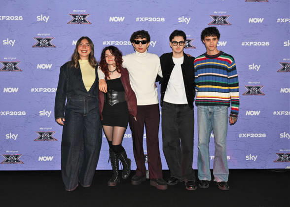 IPA89927902 - Milan, Italy: X Factor 2026 photocall featuring the 12 official contestants IRAMA S TEAM In the photo: Patrizia, Le Distanze, Lenanie  Copyright: xNickxZonnax xNickxZonnax IPA89927902