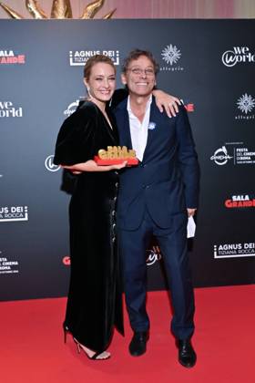IPA89934654 - Rome: Allegrio Roma. Charity Event for WeWorld. Pictured: Carolina Crescentini, Flavio Natalia  Copyright: xMaurizioxD Avanzox xDxAvanzo Provvisionato Landix IPA89934654