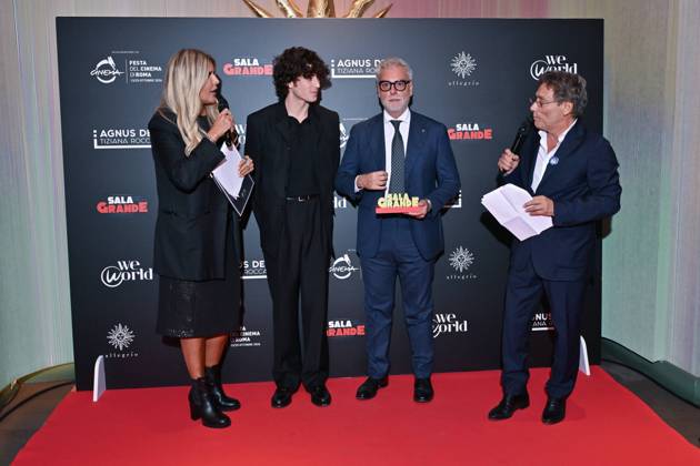IPA89934736 - Rome: Allegrio Roma. Charity Event for WeWorld. Pictured: Tiziana Rocca, Nicolas Maupas, Federico Mollicone, Flavio Natalia  Copyright: xMaurizioxD Avanzox xDxAvanzo Provvisionato Landix IPA89934736