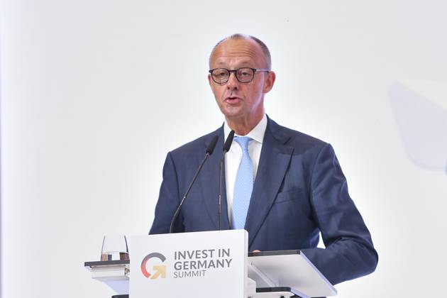 Berlin, Deutschland, 20.10.2026: ESMT: Invest in Germany Summit: Bundeskanzler Friedrich Merz (CDU) hält die Eröffnungsrede. Copyright: xdtsxNachrichtenagenturx dts_140005