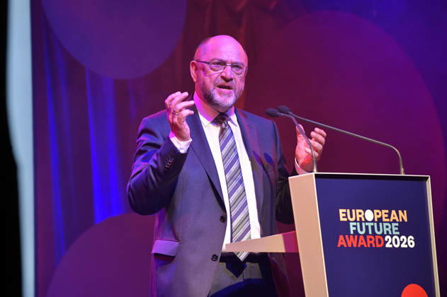 Martin Schulz bei der Verleihung des European Future Award 2026 im Tipi am Kanzleramt. Berlin, 19.10.2026
