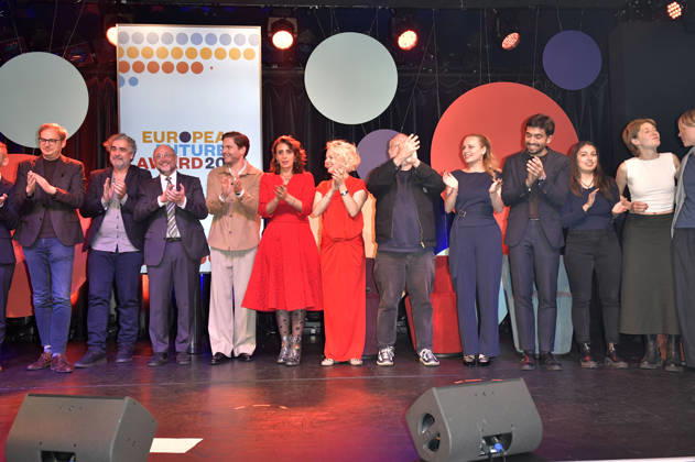 Die Preisträger und Laudatoren bei der Verleihung des European Future Award 2026 im Tipi am Kanzleramt. Berlin, 19.10.2026