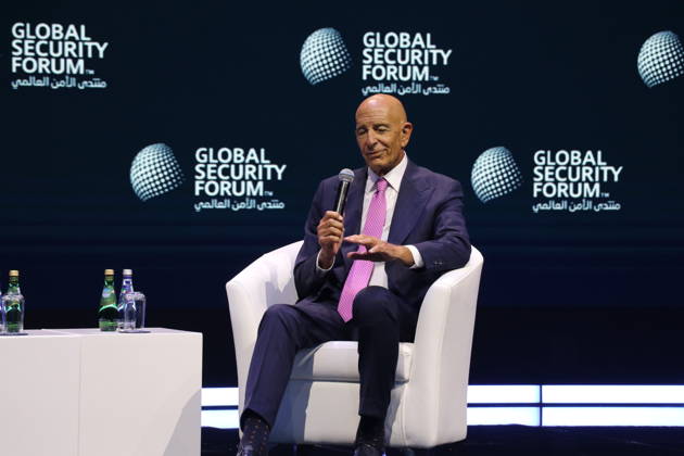 US Ambassador to Turkiye and Special Envoy for Syria Tom Barrack DOHA, QATAR - OCTOBER 20: US Ambassador to Ankara and Special Envoy for Syria and Iraq Tom Barrack delivers a speech during the 8th Global Security Forum, held under the theme The Future of Alliances, in Doha, Qatar, on October 20, 2026. Ali Altunkaya Anadolu Doha Qatar. Editorial use only. Please get in touch for any other usage.  Copyright: x2026xAnadoluxAlixAltunkayax