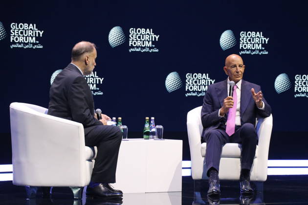 US Ambassador to Turkiye and Special Envoy for Syria Tom Barrack DOHA, QATAR - OCTOBER 20: US Ambassador to Ankara and Special Envoy for Syria and Iraq Tom Barrack delivers a speech during the 8th Global Security Forum, held under the theme The Future of Alliances, in Doha, Qatar, on October 20, 2026. Ali Altunkaya Anadolu Doha Qatar. Editorial use only. Please get in touch for any other usage.  Copyright: x2026xAnadoluxAlixAltunkayax