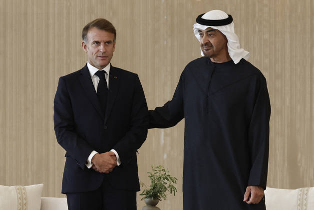 President Macron Visits United Arab Emirates Sheikh Mohamed bin Zayed Al Nahyan, President of the United Arab Emirates (UAE) and French President Emmanuel Macron attend a signing ceremony for bilateral defence agreements at Zayed International Airport in Abu Dhabi, United Arab Emirates, October 20, 2026. Photo by Benoit Tessier Pool ABACAPRESS.COM Abu Dhabi United Arab Emirates  Copyright: xTessierxBenoit Pool ABACAx