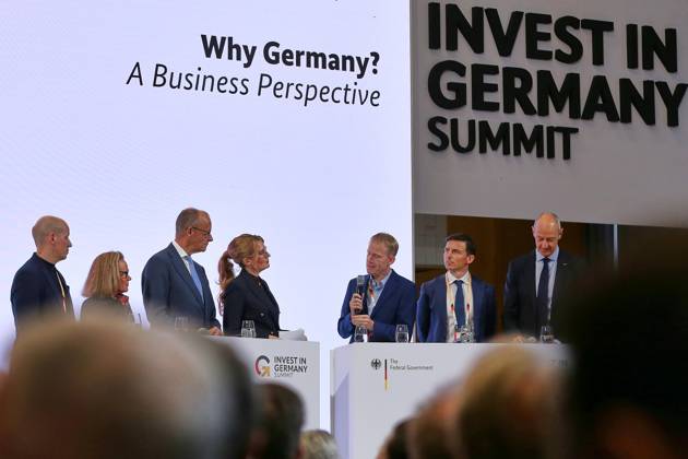 Berlin, Deutschland, 20.10.2026: ESMT: Invest in Germany Summit: Diskussion unter anderem mit: Gundbert Scherf (Helsing) Belén Garijo (Sanofi), Bundeskanzler Friedrich Merz (CDU), Will Marshall (Planet Labs), Francis Wedin (Vulcan Energy), Roland Busch (Siemens) Copyright: xdtsxNachrichtenagenturx dts_140018