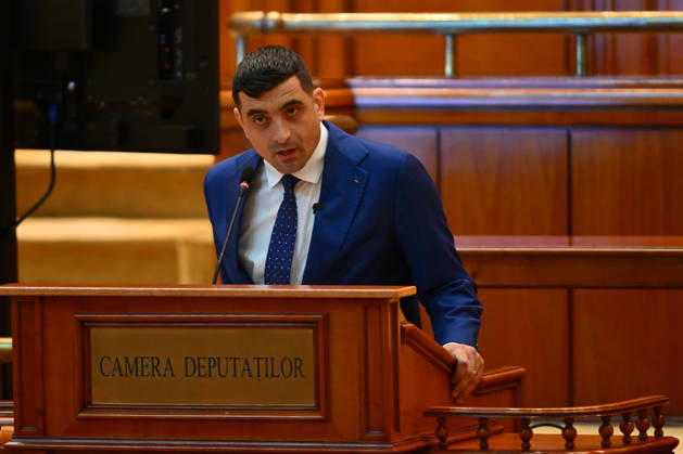 Plenary session of the Romanian Parliament in Bucharest BUCHAREST, ROMANIA - OCTOBER 20: AUR leader George Simion addresses a joint plenary session of the Romanian Parliament at the Palace of the Parliament in Bucharest, Romania on October 20, 2026. Niculescu presented his governing platform, fiscal reform agenda, and proposed cabinet lineup to lawmakers ahead of the vote of confidence. Alex Nicodim Anadolu Bucharest Romania. Editorial use only. Please get in touch for any other usage.  Copyright: x2026xAnadoluxAlexxNicodimx