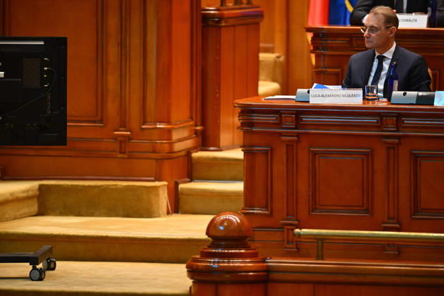 Plenary session of the Romanian Parliament in Bucharest BUCHAREST, ROMANIA - OCTOBER 20: Romania s prime minister-designate Luca Niculescu addresses a joint plenary session of the Romanian Parliament at the Palace of the Parliament in Bucharest, Romania on October 20, 2026. Niculescu presented his governing platform, fiscal reform agenda, and proposed cabinet lineup to lawmakers ahead of the vote of confidence. Alex Nicodim Anadolu Bucharest Romania. Editorial use only. Please get in touch for any other usage.  Copyright: x2026xAnadoluxAlexxNicodimx