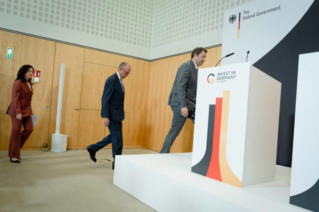 Invest in Germany Summit, Berlin, ESMT Invest in Germany Summit, Berlin, ESMT, Friedrich Merz, Bundeskanzler Katherina Reiche, Bundeswirtschaftsministerin Lars Klingbeil, Bundesfinanzminister Berlin Berlin GER