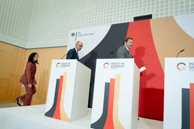 Invest in Germany Summit, Berlin, ESMT Invest in Germany Summit, Berlin, ESMT, Friedrich Merz, Bundeskanzler Katherina Reiche, Bundeswirtschaftsministerin Lars Klingbeil, Bundesfinanzminister Berlin Berlin GER