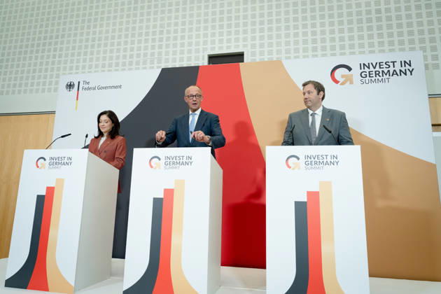Invest in Germany Summit, Berlin, ESMT Invest in Germany Summit, Berlin, ESMT, Friedrich Merz, Bundeskanzler Katherina Reiche, Bundeswirtschaftsministerin Lars Klingbeil, Bundesfinanzminister Berlin Berlin GER