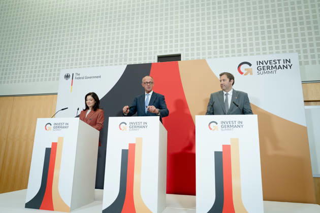Invest in Germany Summit, Berlin, ESMT Invest in Germany Summit, Berlin, ESMT, Friedrich Merz, Bundeskanzler Katherina Reiche, Bundeswirtschaftsministerin Lars Klingbeil, Bundesfinanzminister Berlin Berlin GER