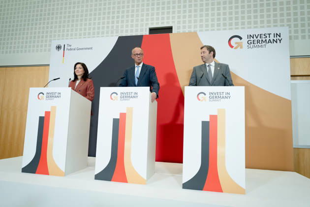 Invest in Germany Summit, Berlin, ESMT Invest in Germany Summit, Berlin, ESMT, Friedrich Merz, Bundeskanzler Katherina Reiche, Bundeswirtschaftsministerin Lars Klingbeil, Bundesfinanzminister Berlin Berlin GER