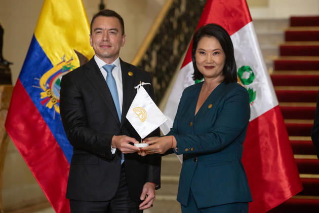 Keiko Fujimori - Daniel Noboa meeting in Peru LIMA, PERU - OCTOBER 20: Peruvian President Keiko Fujimori meets with Ecuadorian President Daniel Noboa at the Government Palace in Lima, Peru on October 20, 2026. The leaders gathered for the 17th Binational Cabinet meeting between Peru and Ecuador. Jorge Cerdan Anadolu Lima Peru. Editorial use only. Please get in touch for any other usage.  Copyright: x2026xAnadoluxJorgexCerdanx