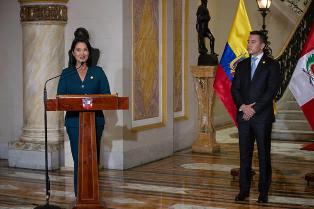 Keiko Fujimori - Daniel Noboa meeting in Peru LIMA, PERU - OCTOBER 20: Peruvian President Keiko Fujimori meets with Ecuadorian President Daniel Noboa at the Government Palace in Lima, Peru on October 20, 2026. The leaders gathered for the 17th Binational Cabinet meeting between Peru and Ecuador. Jorge Cerdan Anadolu Lima Peru. Editorial use only. Please get in touch for any other usage.  Copyright: x2026xAnadoluxJorgexCerdanx