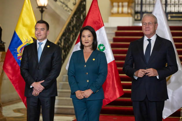 Keiko Fujimori - Daniel Noboa meeting in Peru LIMA, PERU - OCTOBER 20: Peruvian President Keiko Fujimori meets with Ecuadorian President Daniel Noboa at the Government Palace in Lima, Peru on October 20, 2026. The leaders gathered for the 17th Binational Cabinet meeting between Peru and Ecuador. Jorge Cerdan Anadolu Lima Peru. Editorial use only. Please get in touch for any other usage.  Copyright: x2026xAnadoluxJorgexCerdanx