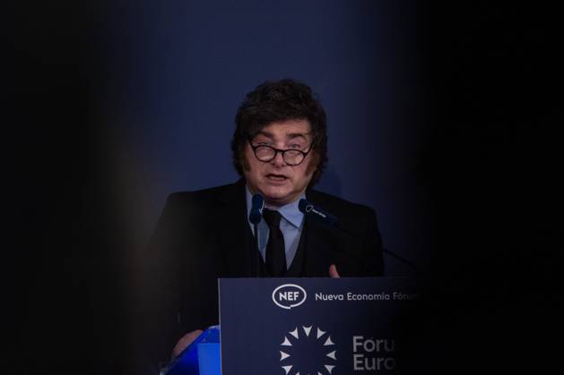 October 21, 2026, Madrid, Spain: Javier Milei, President of the Argentine Republic attends an informative breakfast organized by Nueva EconomoÂ­a FoÂ³rum in Madrid. Madrid Spain  - ZUMAs197 20261021_aaa_s197_004 Copyright: xDavidxCanalesx