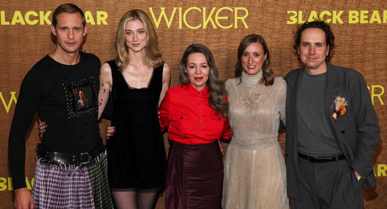 Los Angeles Premiere Of Black Bear s Wicker LOS ANGELES, CALIFORNIA, USA - OCTOBER 20: Alexander Skarsgard wearing Chopova Lowena, styled by Harry Lambert, Elizabeth Debicki wearing Kallmeyer, Calzedonia tights, Manolo Blahnik shoes, and Engelbert 1920 jewelry, styled by Elizabeth Saltzman, Olivia Colman, Eleanor Wilson and Alex Huston Fischer arrive at the Los Angeles Premiere Of Black Bear s Wicker held at the DGA Theater Complex at The Directors Guild of America on October 20, 2026 in Los Angeles, California, United States. Los Angeles DGA Theater Complex at The Directors Guild of America California United States Copyright: xKayxQiao ImagexPressxAgencyx