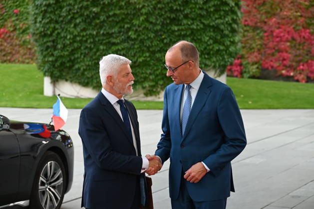 From right German Chancellor Friedrich Merz received Czech President Petr Pavel in Berlin. They are discussing Czech-German relations, as well as foreign and security policy issues in Berlin, Germany, October 21, 2026. (CTKxPhoto JaromirxMrhal) CTKPhotoP2026102106687  CTKPhotoP2026102106687
