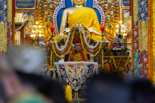 October 21, 2026, Dharamshala, Himachal Pradesh, India: Tibetan Spiritual leader the Dalai Lama wearing ceremonial red hat during a Long Life Prayer offered to him by TIPA, Norbulingka Institute and Nepal Tibetan Lhamo Association at Tsuglakhang Temple, Mcleodganj, Dharamshala on Wednesday. Dharamshala India - ZUMAb235 20261021_zip_b235_030 Copyright: xShaileshxBhatnagarx