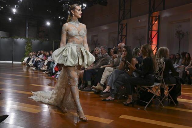 October 21, 2026, Madrid, Spain: A model parades with design ANMARGO during ATELIER COUTURE 16.Âª edicion, Fashion Week in Real Fabrica de Tapices. Madrid Spain  - ZUMAs197 20261021_aaa_s197_817 Copyright: xAtilanoxGarciax