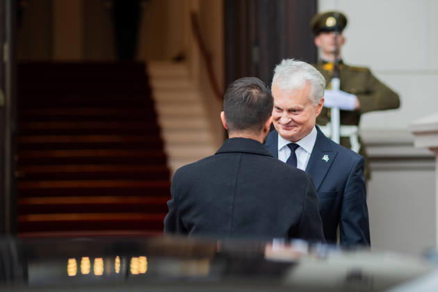 Lietuvos Respublikos Prezidentas Gitanas Nauseda prieme i Lietuva atvykusi Juodkalnijos Prezidenta Jakova Milatoviciu. Vilnius, 2026-10-22