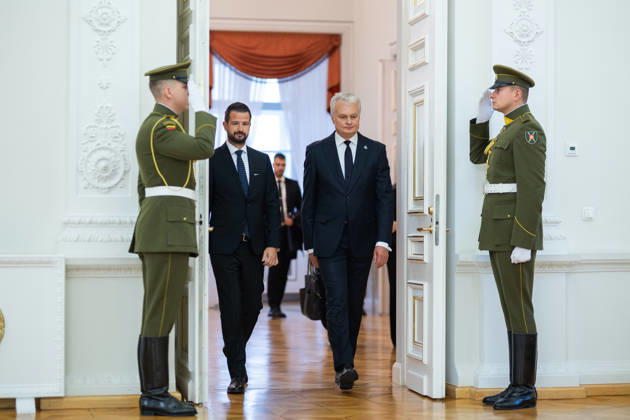 Lietuvos Respublikos Prezidentas Gitanas Nauseda prieme i Lietuva atvykusi Juodkalnijos Prezidenta Jakova Milatoviciu. Vilnius, 2026-10-22