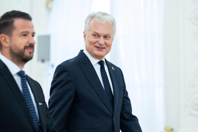 Lietuvos Respublikos Prezidentas Gitanas Nauseda prieme i Lietuva atvykusi Juodkalnijos Prezidenta Jakova Milatoviciu. Vilnius, 2026-10-22