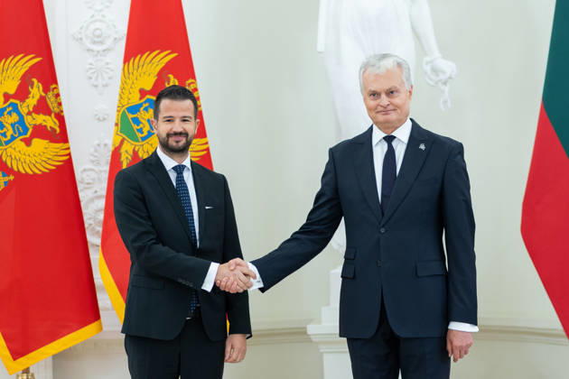 Lietuvos Respublikos Prezidentas Gitanas Nauseda prieme i Lietuva atvykusi Juodkalnijos Prezidenta Jakova Milatoviciu. Vilnius, 2026-10-22