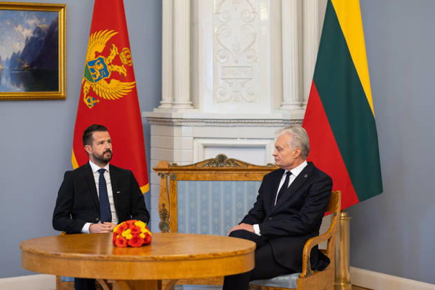 Lietuvos Respublikos Prezidentas Gitanas Nauseda prieme i Lietuva atvykusi Juodkalnijos Prezidenta Jakova Milatoviciu. Vilnius, 2026-10-22