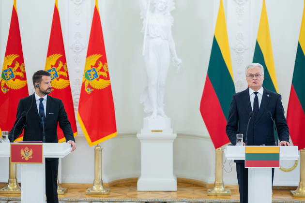 Lietuvos Respublikos Prezidentas Gitanas Nauseda prieme i Lietuva atvykusi Juodkalnijos Prezidenta Jakova Milatoviciu. Vilnius, 2026-10-22