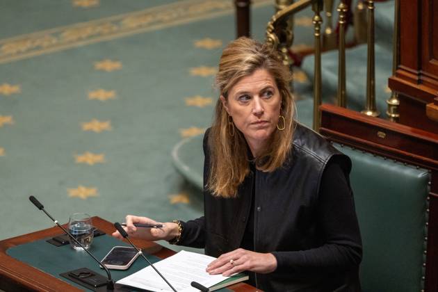 Minister of Justice Annelies Verlinden pictured during a plenary session of the Chamber at the federal parliament in Brussels, Thursday 22 October 2026.  NICOLASxMAETERLINCK 190655619