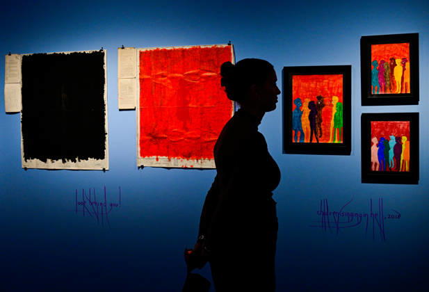 British artist David Tibet (not pictured) presents his visual work - exhibition Hallucinate, Children in DOX Centre for Contemporary Art in Prague, Czech Republic, October 22, 2026. (CTKxPhoto RomanxVondrous) CTKPhotoP2026102206126  CTKPhotoP2026102206126