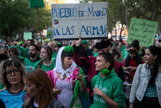 Protest Over the Education Strike in Madrid Hundreds of people are protesting the education strike on October 22, 2026, in Madrid, Spain. The indefinite education strike in Madrid continues and enters the second half of October 2026, marked by a strong mobilization of public school teachers and the outright refusal of Isabel Díaz Ayuso’s government to sit down and negotiate. OCTOBER 22, 2026 PANTIES HANGING RALLY Fernando Sá Madrid, Madrid, Spain  Copyright: xFernandoxSanchezx 7862421