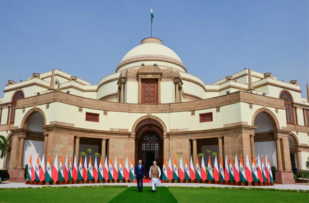 RECORD DATE NOT STATED India-Poland Bilateral Meeting at Hyderabad House New Delhi, Oct 22 (ANI): Prime Minister Narendra Modi and his Polish counterpart, Donald Tusk, at Hyderabad House, in New Delhi on Thursday. (Narendra Modi Photo Gallery ANI Photo) New Delhi Delhi India Copyright: xANIx ANI_20261022135