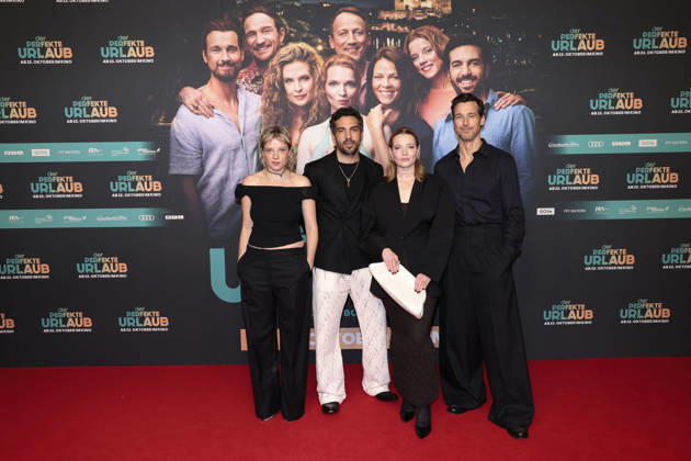Jella Haase, Elyas M Barek, Karoline Herfurth and Florian David Fitz during the premiere of Der perfekte Urlaub at Zoo Palast on October 22, 2026 in Berlin, Germany Der Perfekte Urlaub Premiere in Berlin, Germany