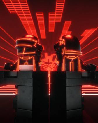Electronic music icons Daft Punk team up with LEGO *MANDATORY BYLINE - MUST CREDIT: The LEGO Group x DAFT PUNK Mega* Electronic music icons Daft Punk are teaming up with LEGO., , The French duo have been made into LEGO minifigures for the first time in a new film to launch the partnership., , The film sees the Daft Punk robots minifigures follow a holographic red brick through a dark mysterious landscape, before stepping inside the gates-of-play to get behind a LEGO brick-built console, all to the soundtrack of iconic Daft Punk tracks Voyager and Human After All., , LEGO plans to release an official set of the pyramid stage from Daft Punk’s 2007 Alive tour, based on a 2020 LEGO ideas community project by a father and son from Luxembourg t  Copyright: xThexMegaxAgencyxThexLEGOxGroupxxxDAFTxPUNK Megax